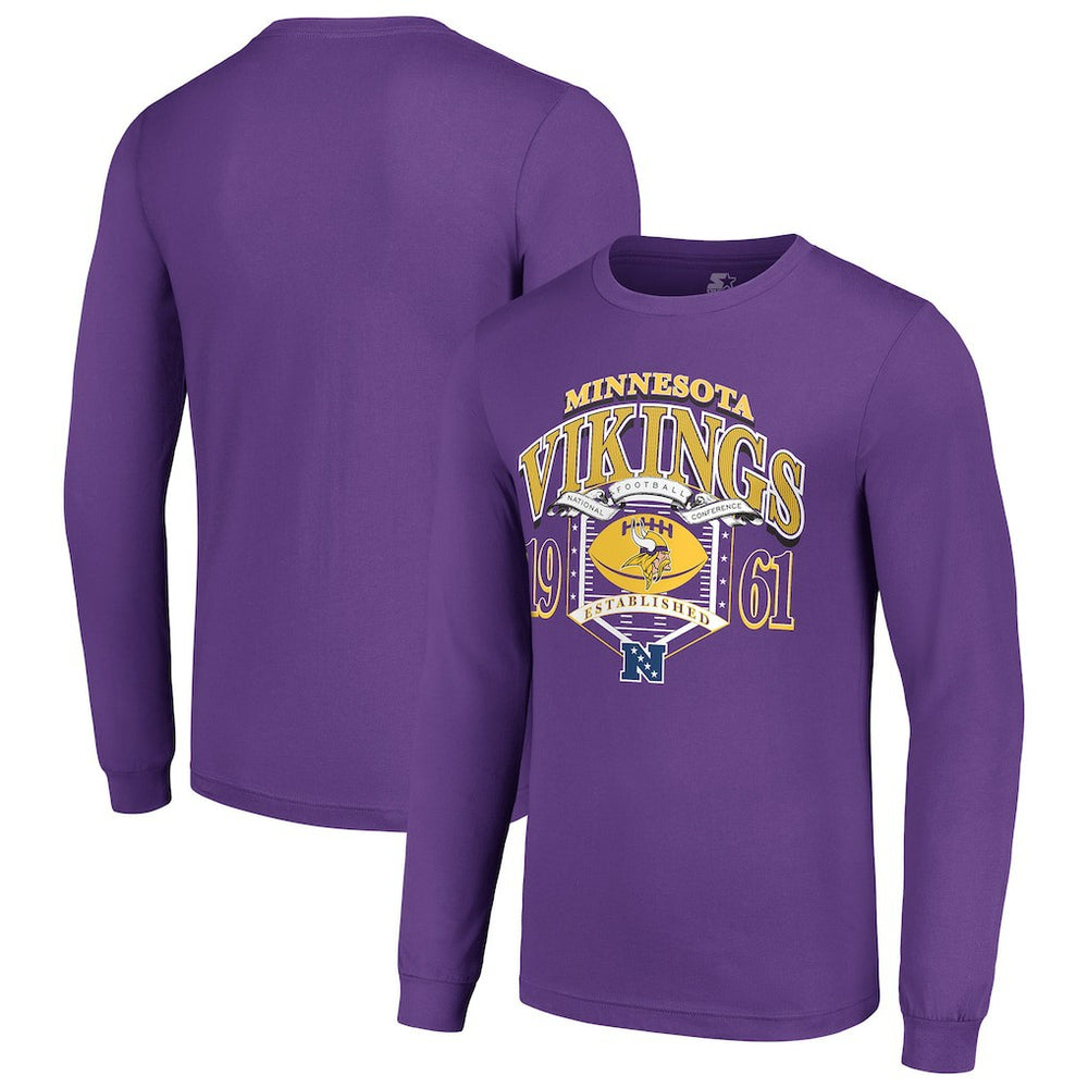 Minnesota Vikings Starter Retro Long Sleeve Graphic T-Shirt Purple | NFL