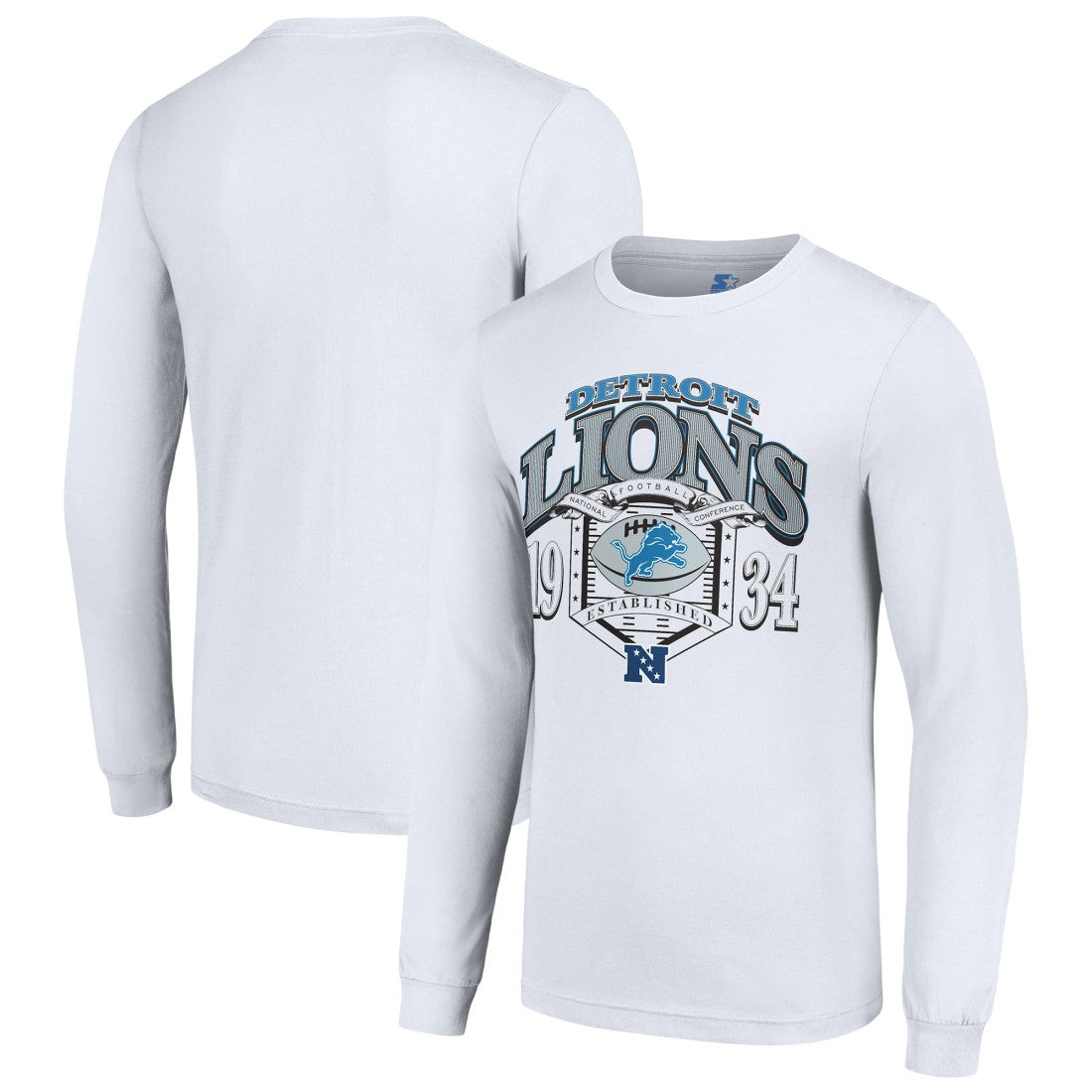 Detroit Lions Starter Retro Long Sleeve Graphic T-Shirt White | NFL