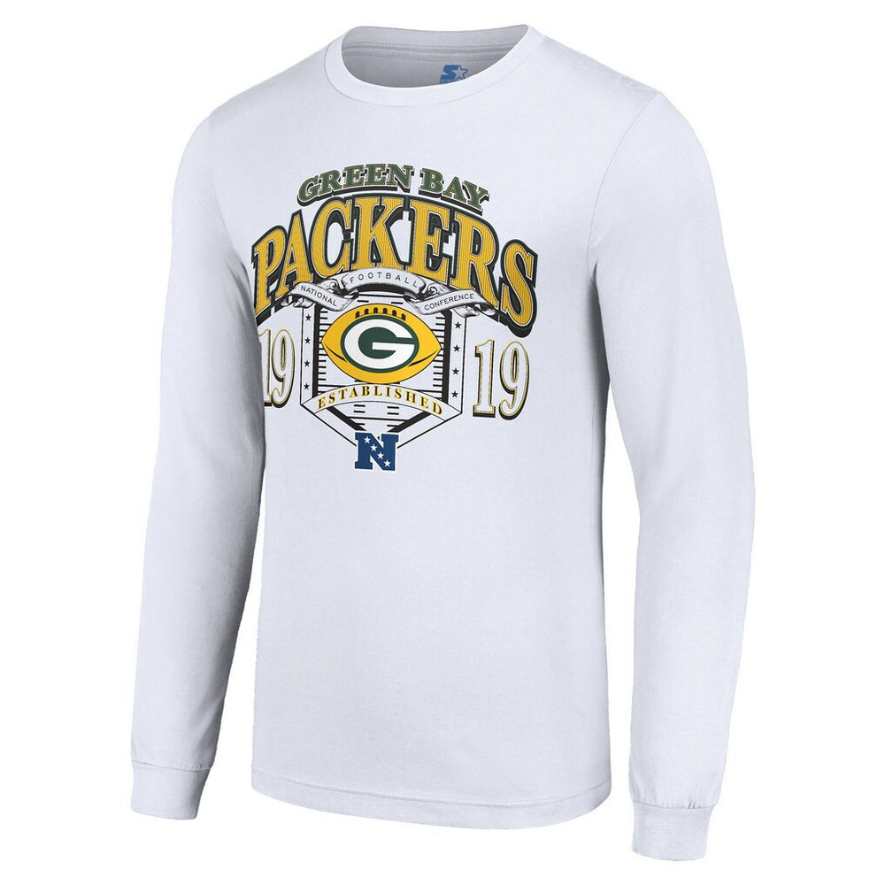 Green Bay Packers Starter Retro Long Sleeve Graphic T-Shirt White | NFL