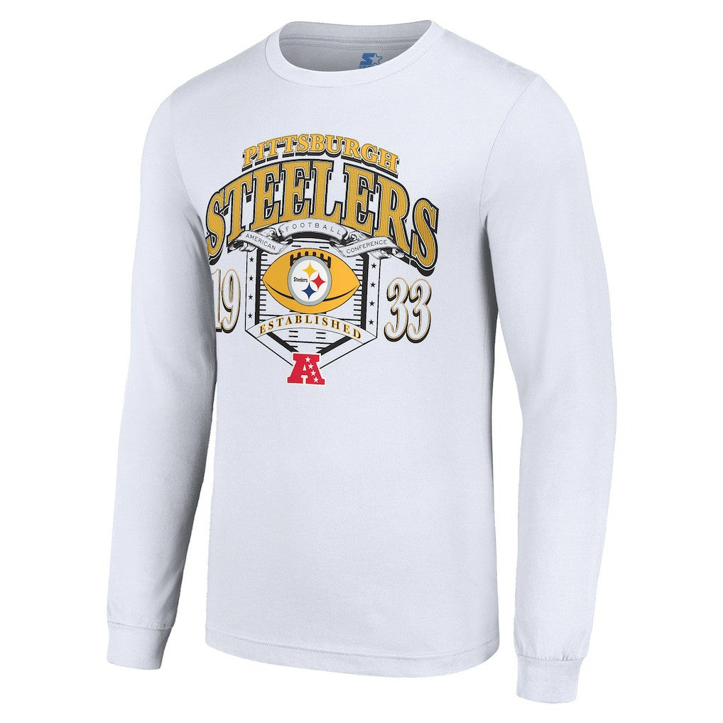 Pittsburgh Steelers Starter Retro Long Sleeve Graphic T-Shirt White | NFL