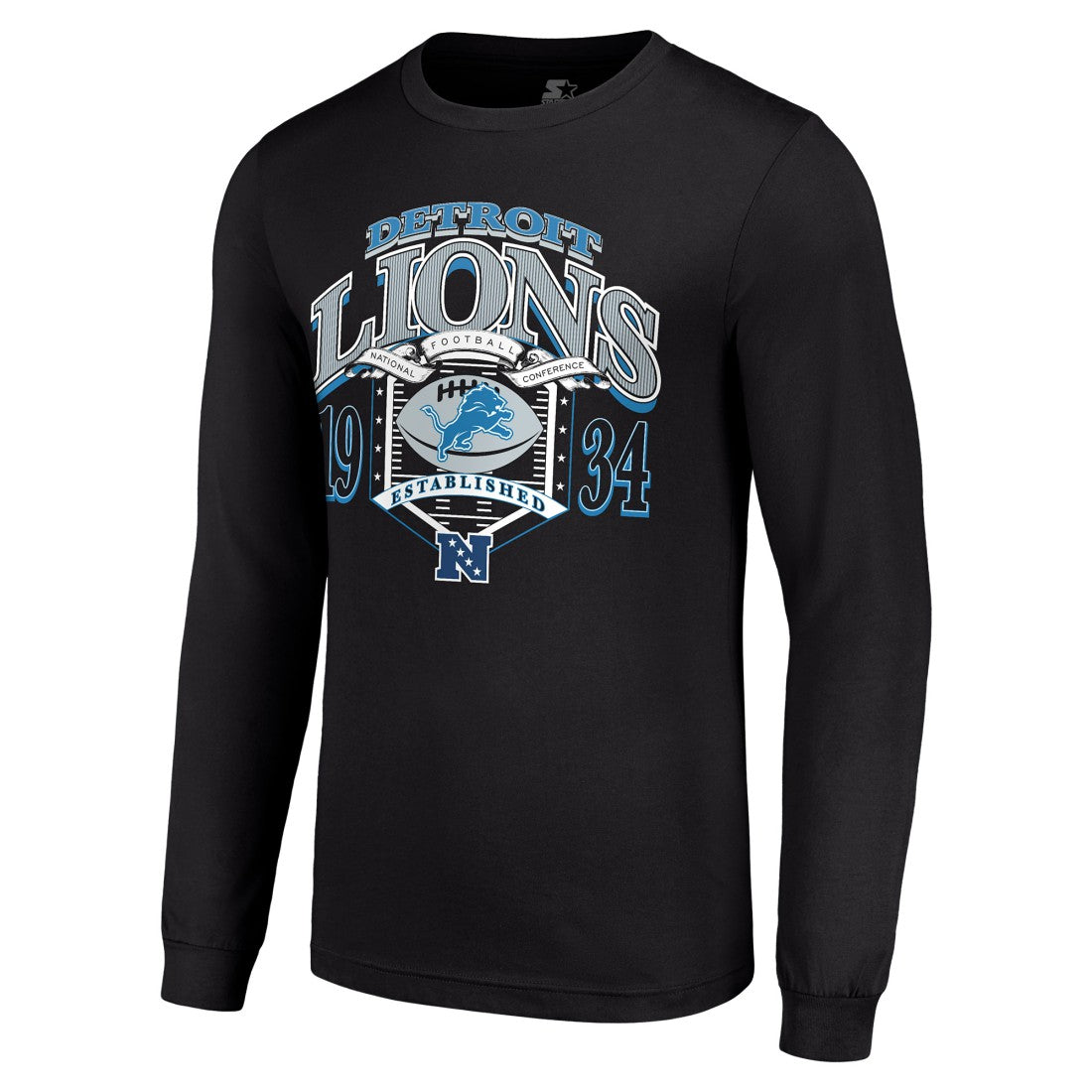 Detroit Lions Starter Retro Long Sleeve Graphic T-Shirt Black | NFL