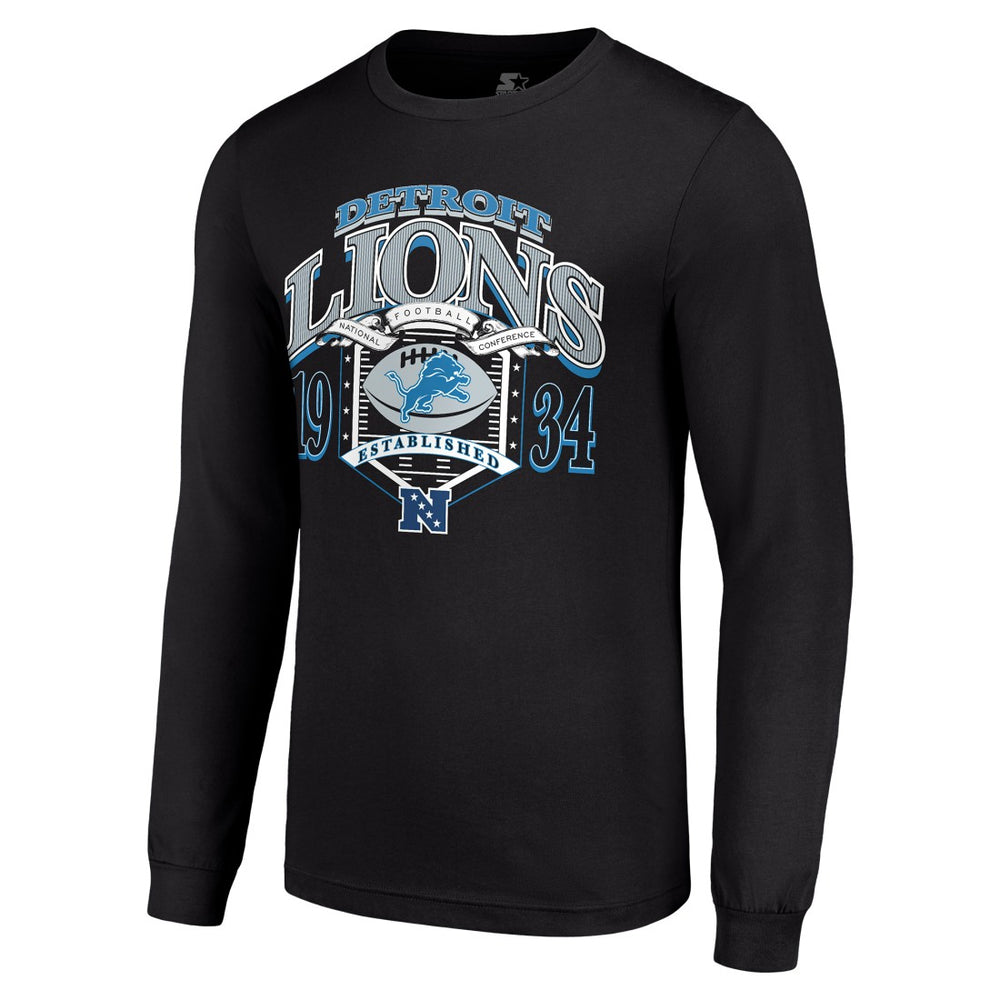 Detroit Lions Starter Retro Long Sleeve Graphic T-Shirt Black | NFL