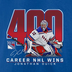 Jonathan Quick New York Rangers 400 Career Wins T-Shirt - Blue - NHL