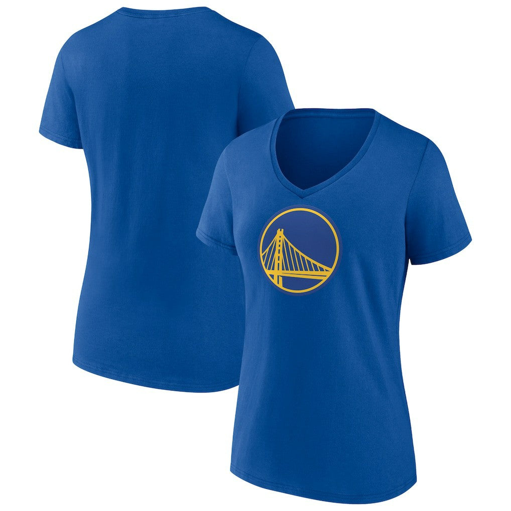 Golden State Warriors Women's Primary Logo V-Neck T-Shirt Royal - NBA