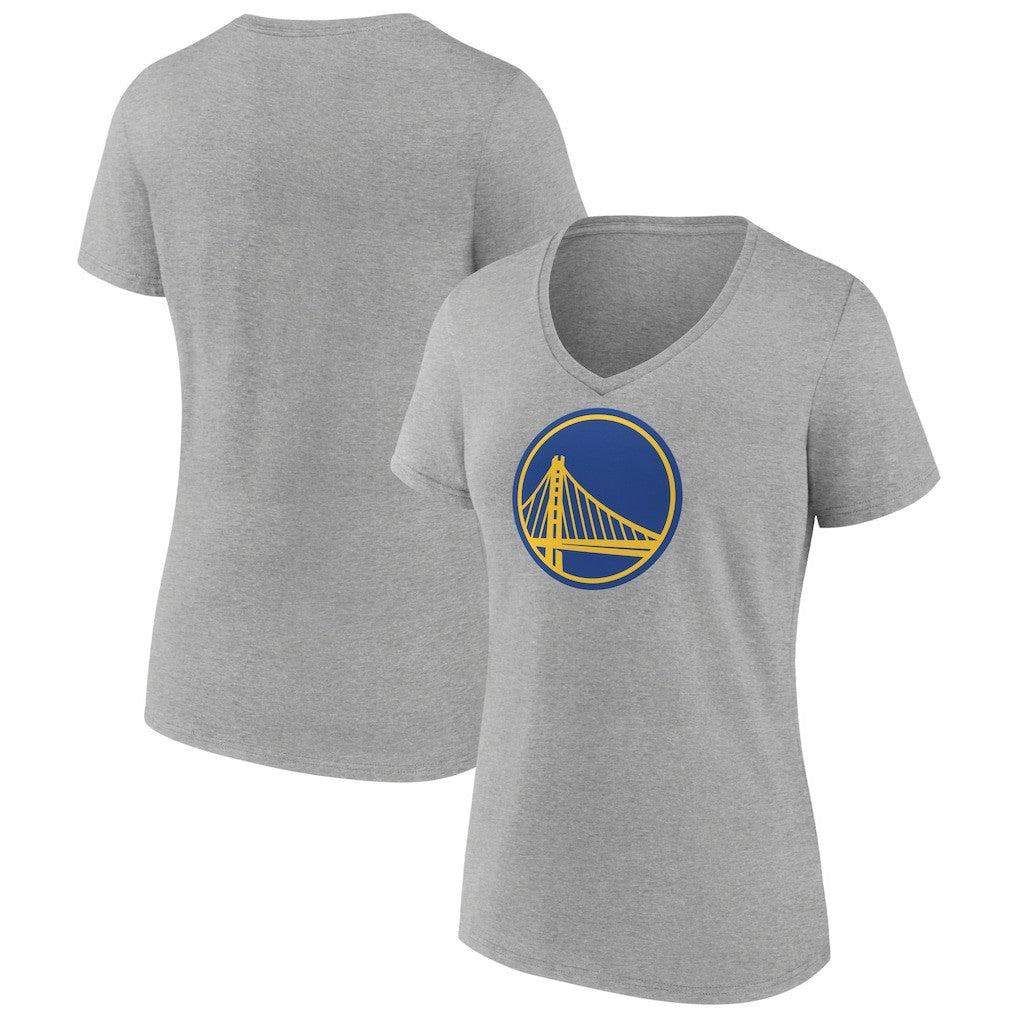 Golden State Warriors Women's Primary Logo V-Neck T-Shirt Gray - NBA