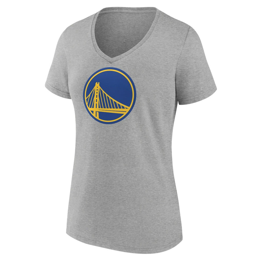 Golden State Warriors Women's Primary Logo V-Neck T-Shirt Gray - NBA