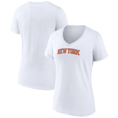 New York Knicks Women's Wordmark Home V-Neck T-Shirt White - NBA