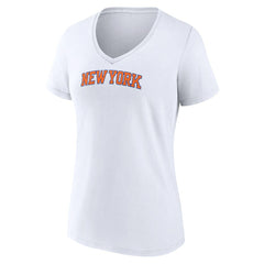 New York Knicks Women's Wordmark Home V-Neck T-Shirt White - NBA