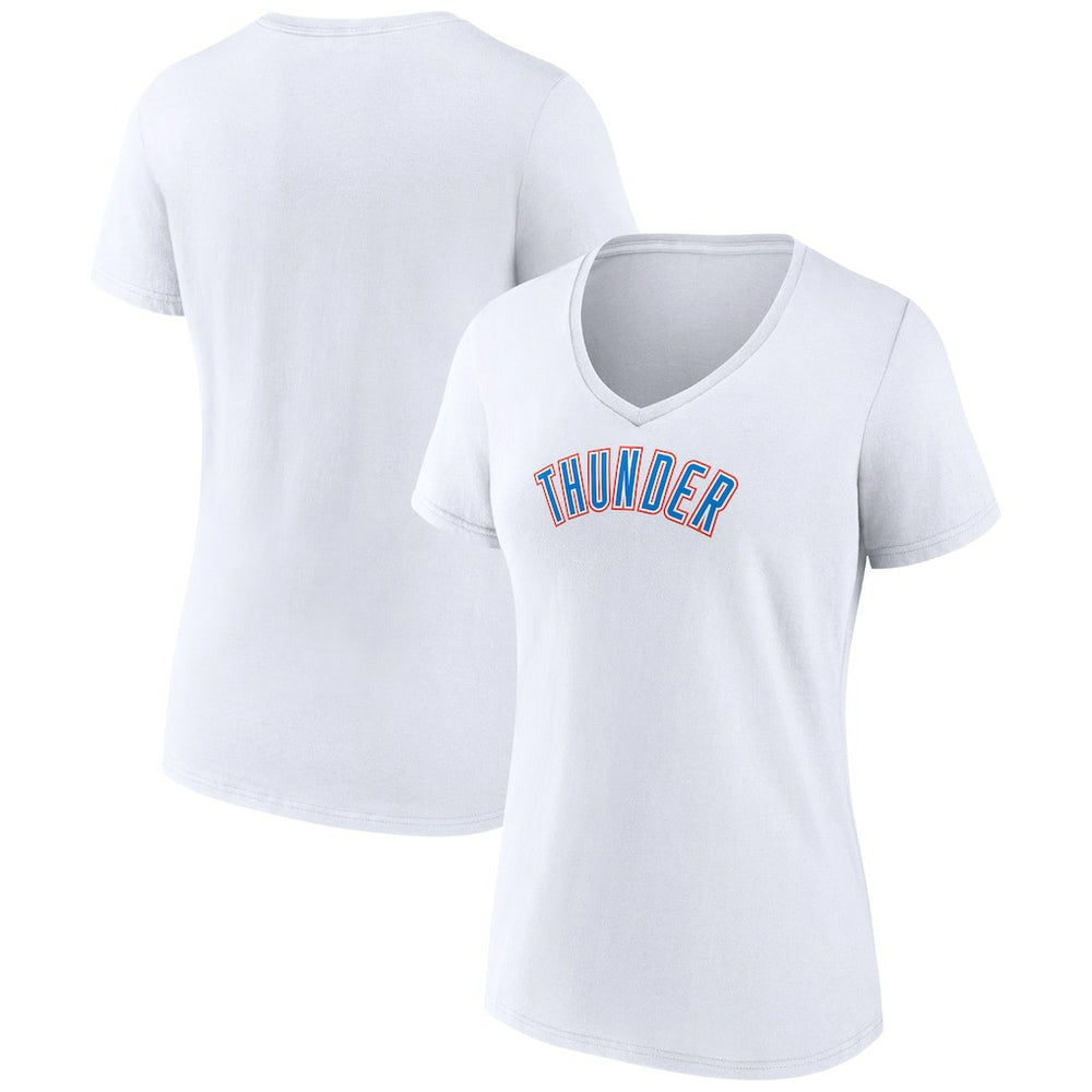 Oklahoma City Thunder Women's Wordmark Home V-Neck T-Shirt White - NBA