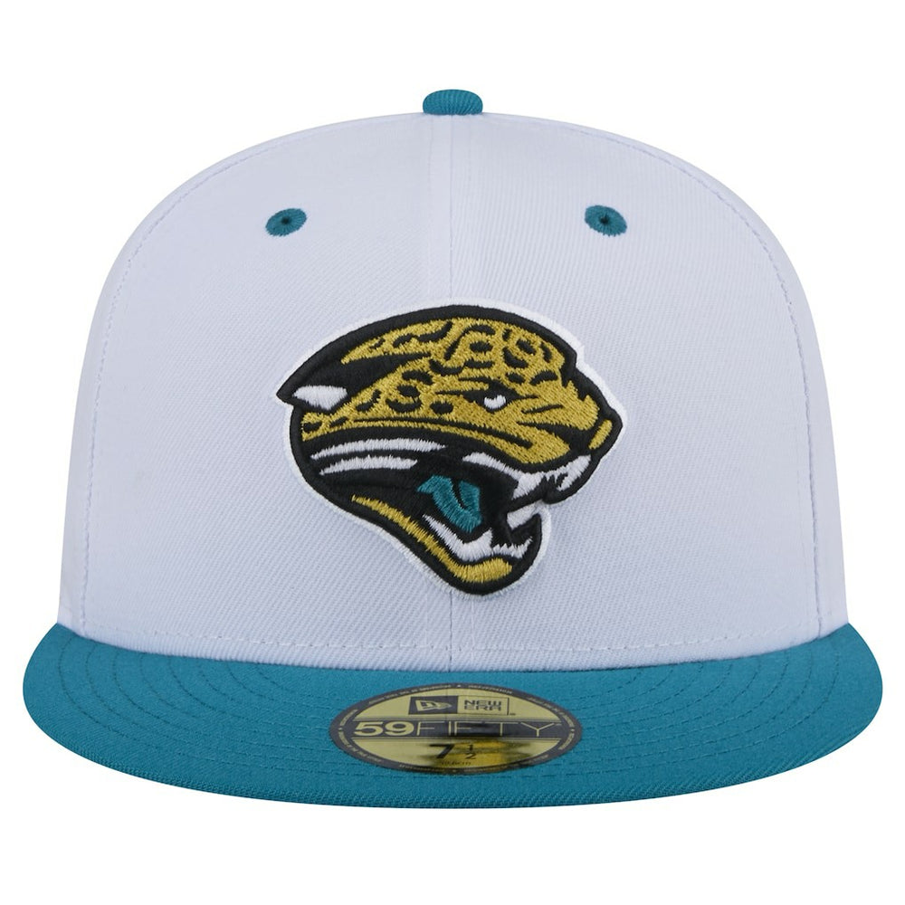 Jacksonville Jaguars New Era Throwback Logo Flipside Two-Tone 59FIFTY Fitted Hat White/Teal | NFL