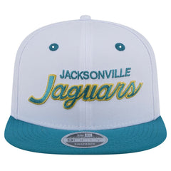 Jacksonville Jaguars New Era Throwback Sparky Original Fit 9FIFTY Snapback Hat White/Teal | NFL