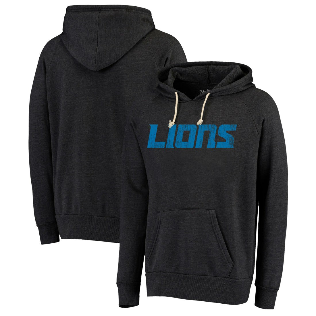Detroit Lions Majestic Threads Raglan Tri-Blend Pullover Hoodie Black | NFL