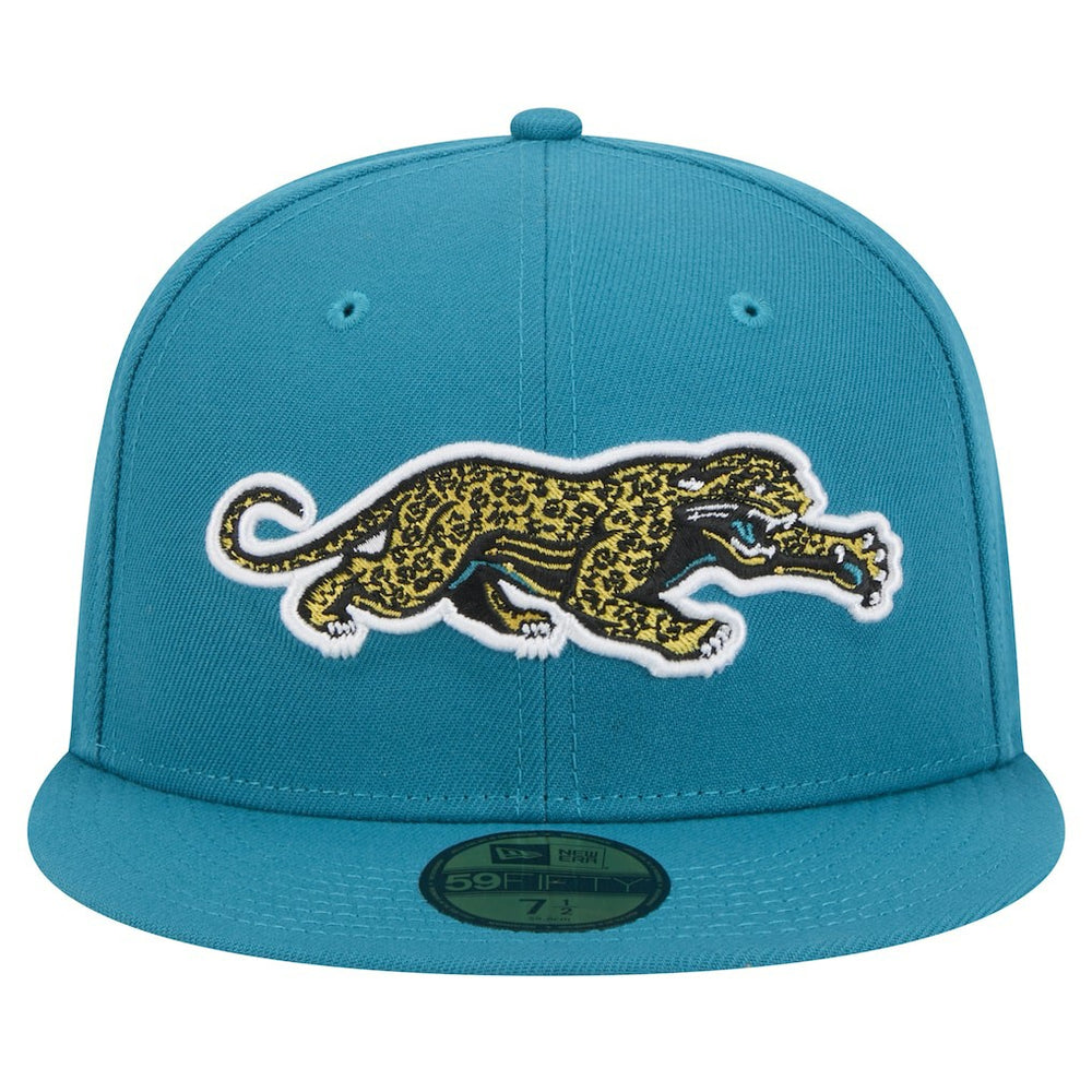 Jacksonville Jaguars New Era Throwback Crawl Omaha 59FIFTY Fitted Hat Teal | NFL