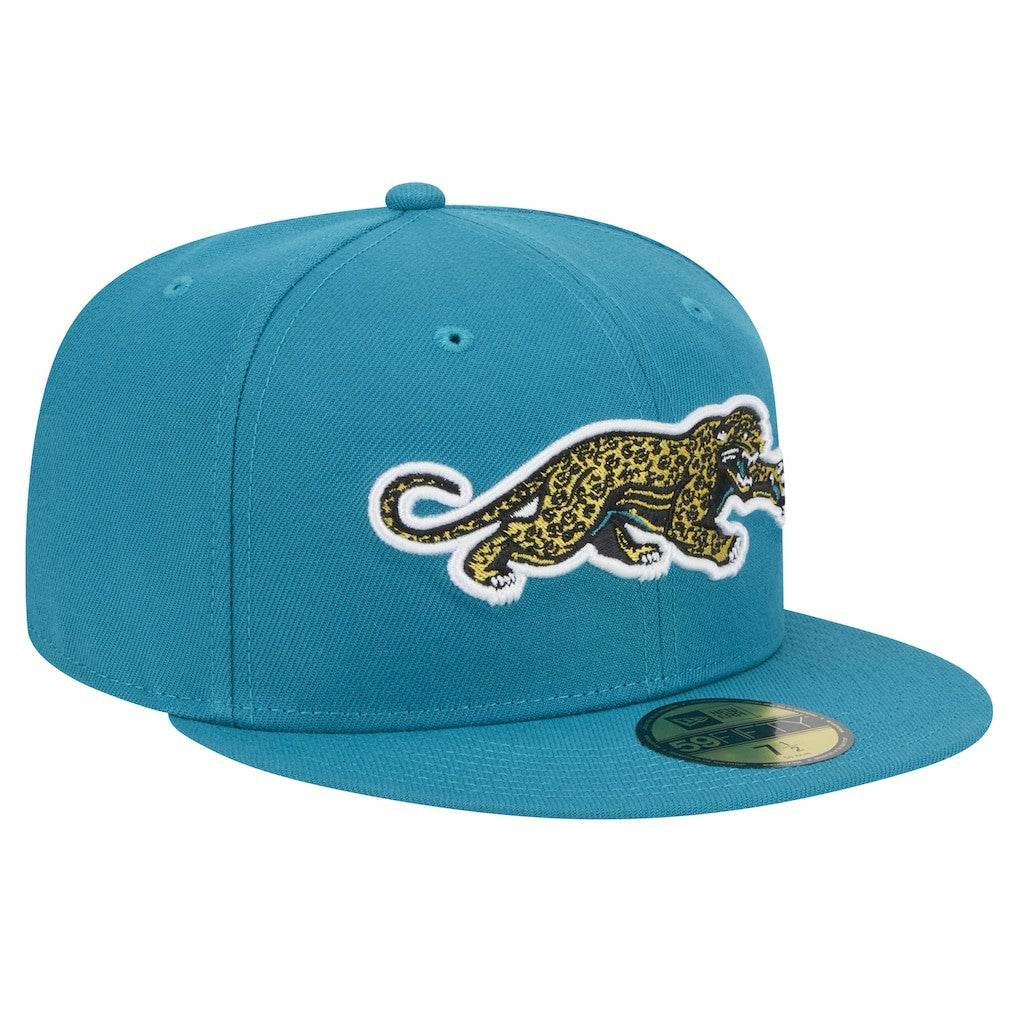 Jacksonville Jaguars New Era Throwback Crawl Omaha 59FIFTY Fitted Hat Teal | NFL