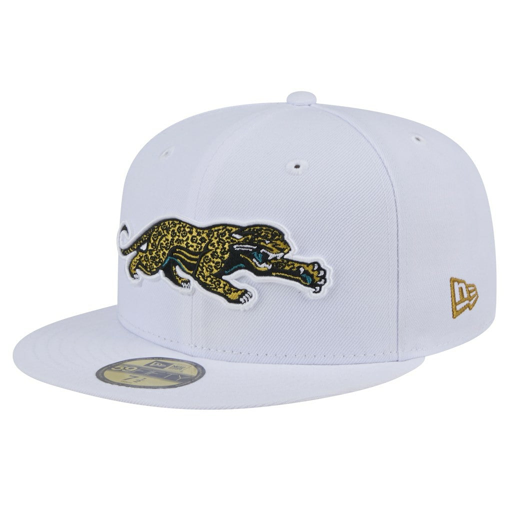 Jacksonville Jaguars New Era Throwback Crawl Omaha 59FIFTY Fitted Hat White | NFL