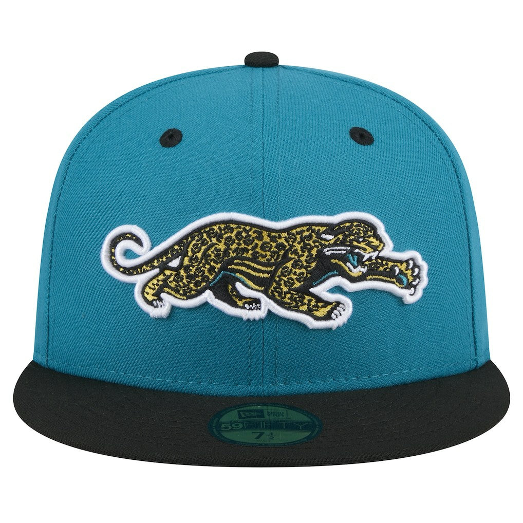 Jacksonville Jaguars New Era Throwback Crawl Flipside Two-Tone 59FIFTY Fitted Hat Teal/Black | NFL