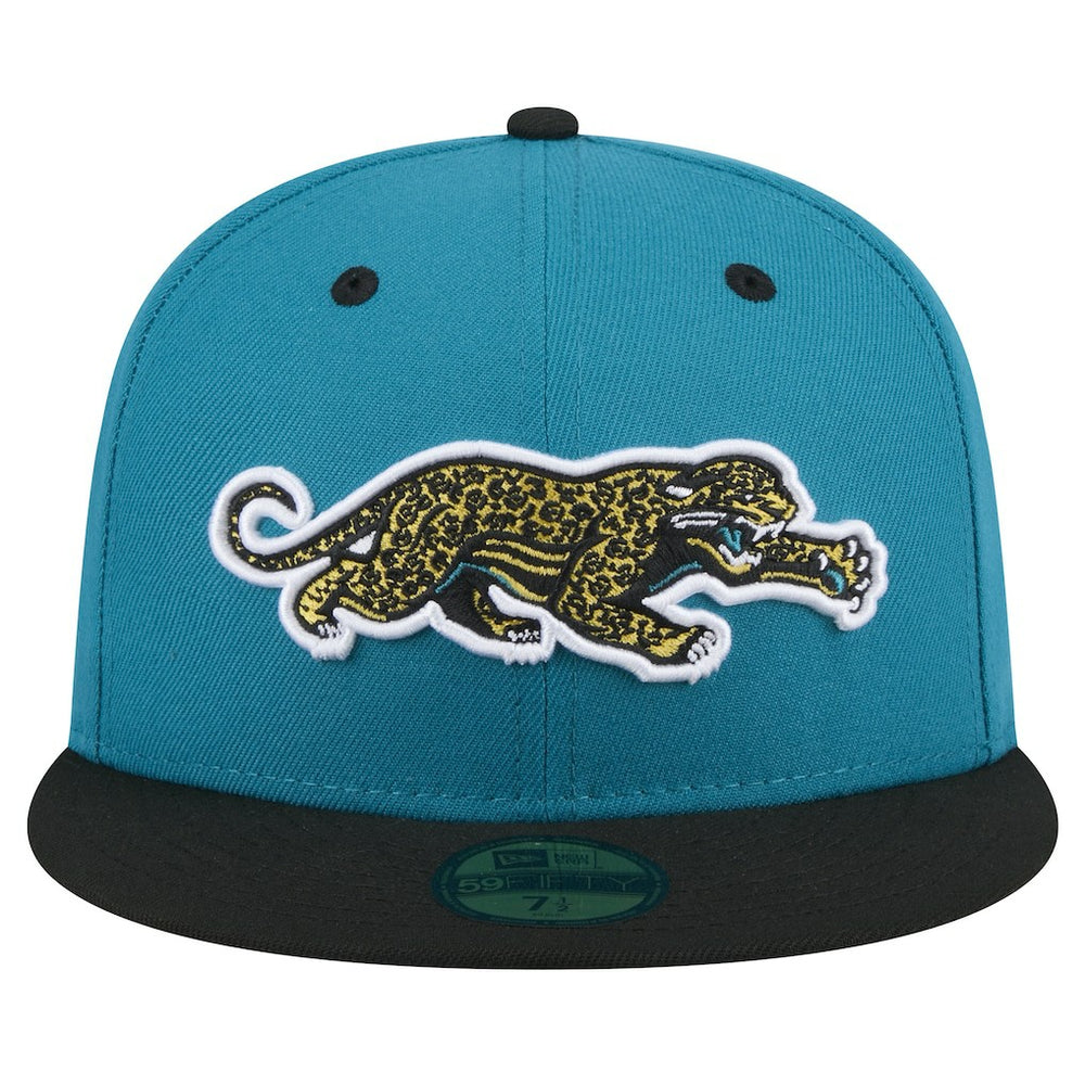 Jacksonville Jaguars New Era Throwback Crawl Flipside Two-Tone 59FIFTY Fitted Hat Teal/Black | NFL