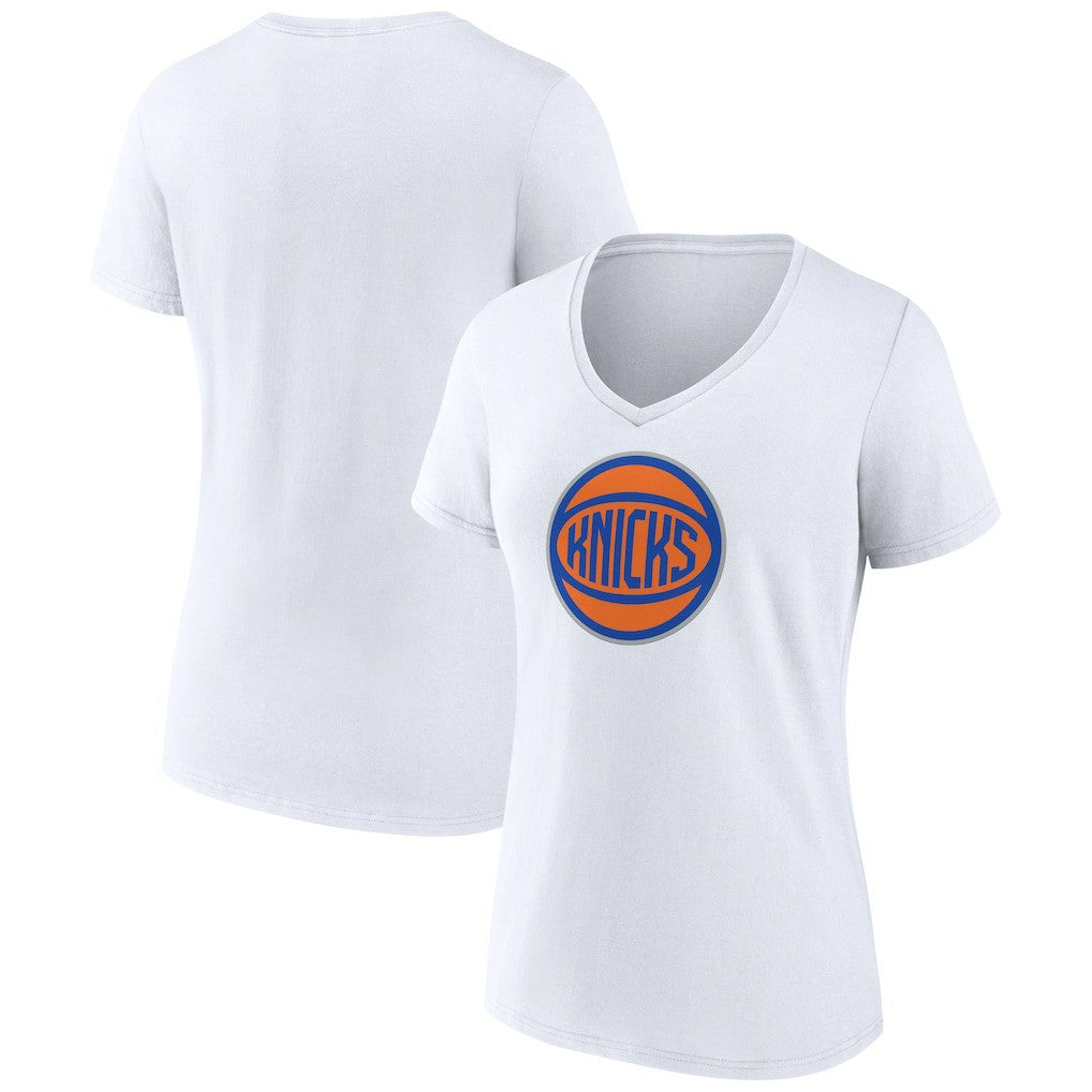 New York Knicks Women's Alternate Logo V-Neck T-Shirt White - NBA
