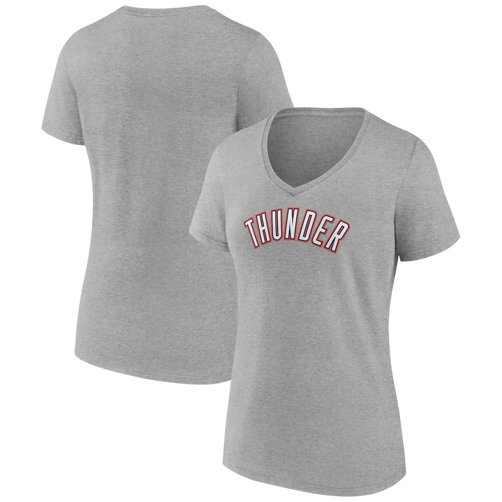 Oklahoma City Thunder Women's Alternate Logo V-Neck T-Shirt Gray - NBA
