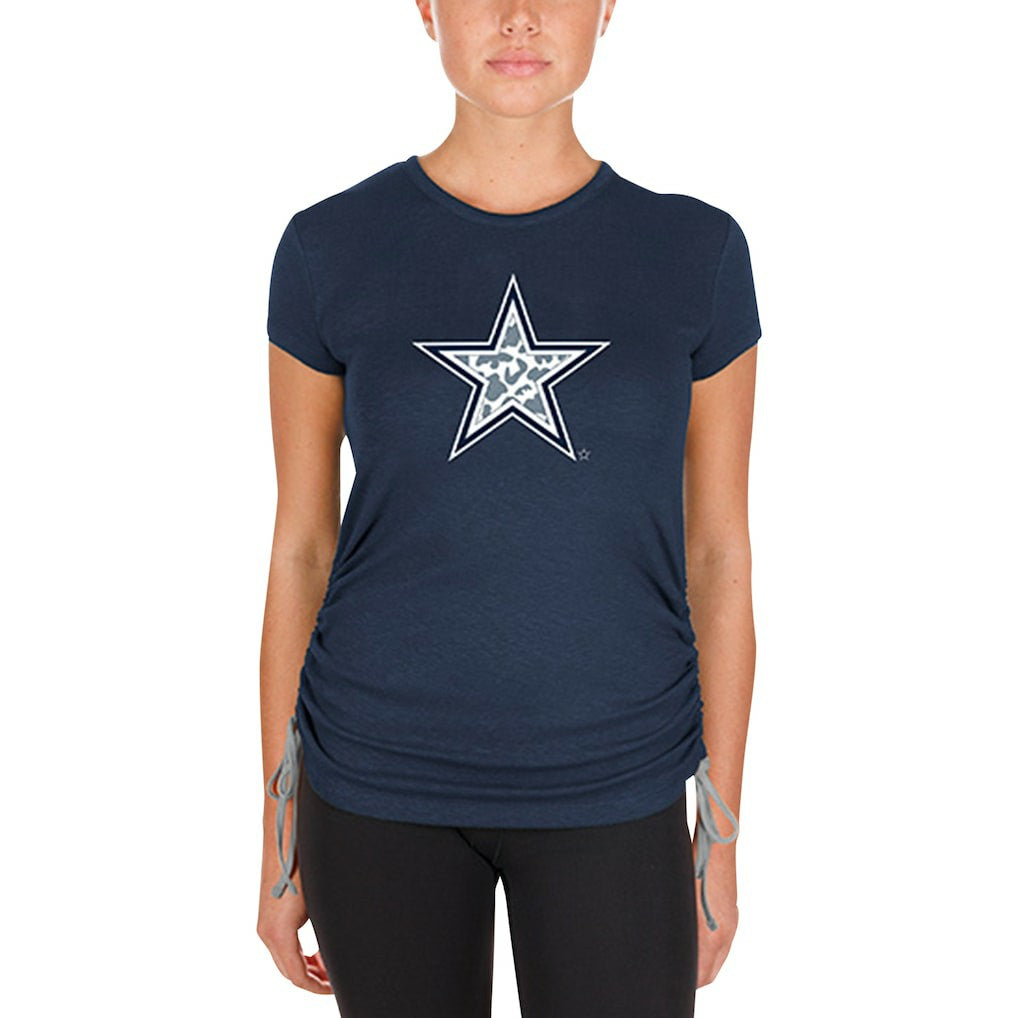 Dallas Cowboys New Era Women's Ruched Side T-Shirt Navy | NFL