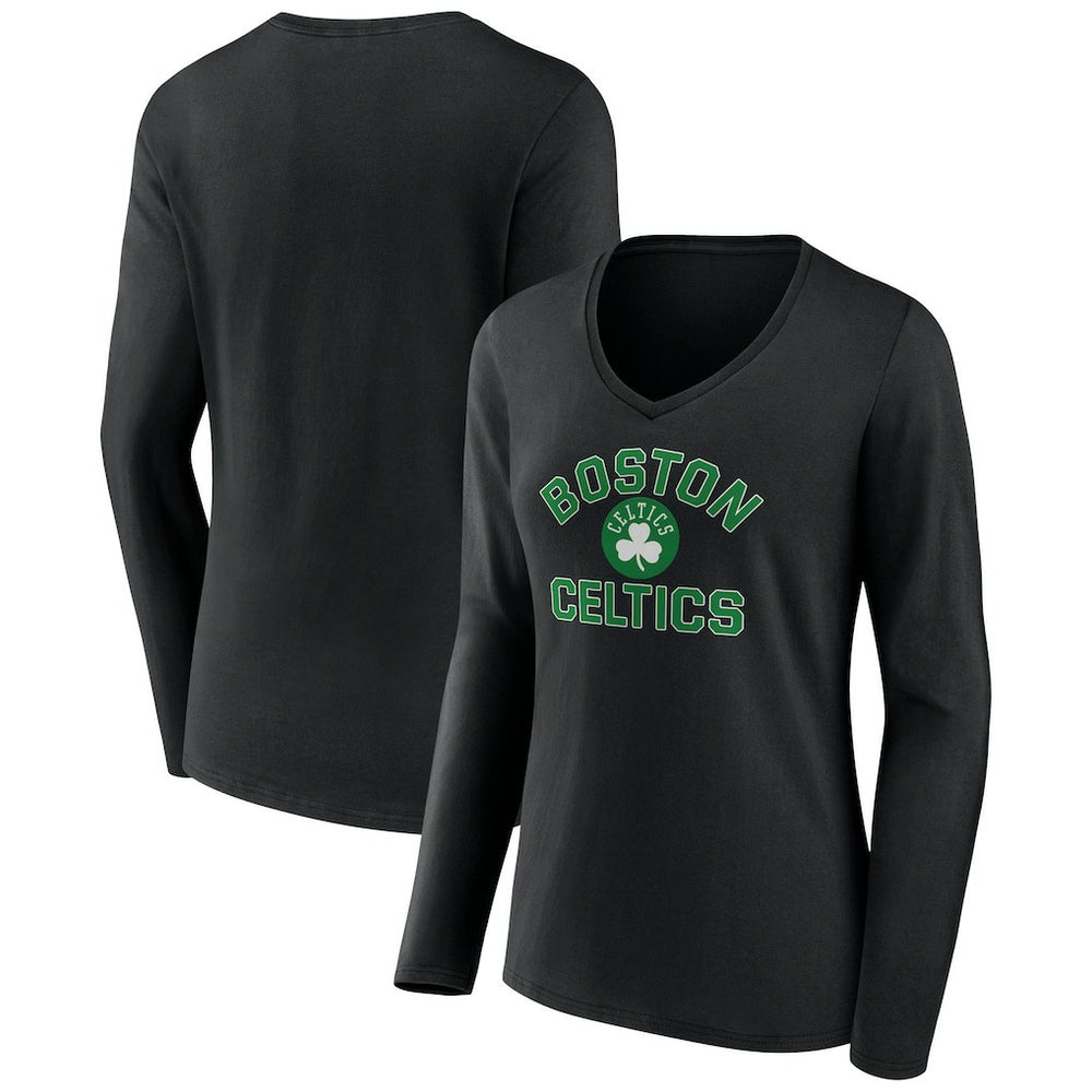 Boston Celtics Women's Overtime V-Neck Long Sleeve T-Shirt Black - NBA