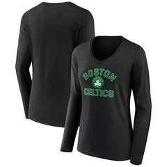 Boston Celtics Women's Overtime V-Neck Long Sleeve T-Shirt Black - NBA