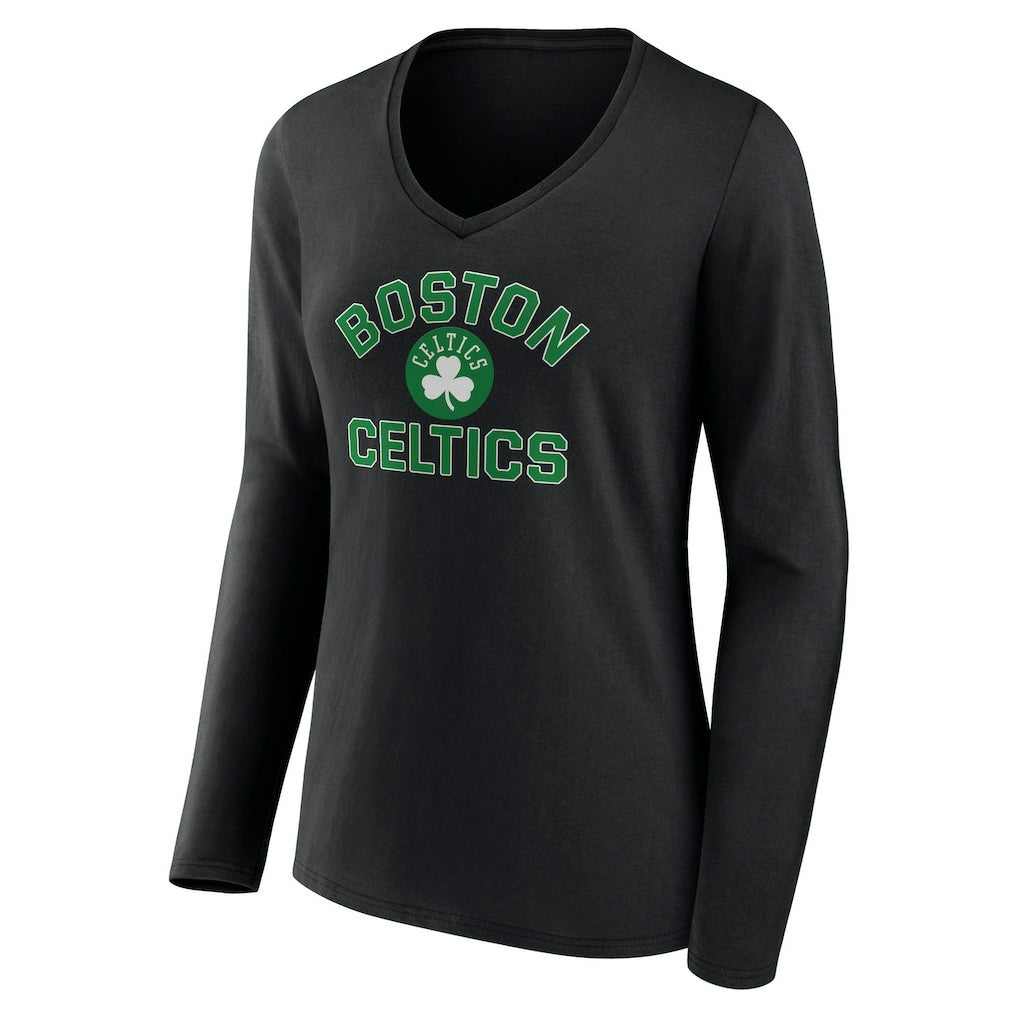 Boston Celtics Women's Overtime V-Neck Long Sleeve T-Shirt Black - NBA