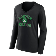 Boston Celtics Women's Overtime V-Neck Long Sleeve T-Shirt Black - NBA