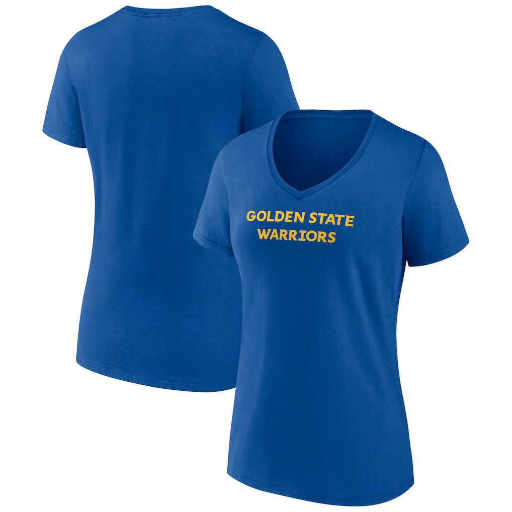 Golden State Warriors Women's Wordmark Team V-Neck T-Shirt Royal - NBA