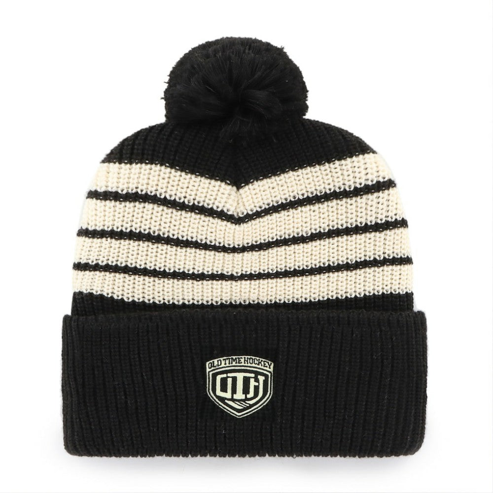 Chicago Blackhawks '47 Old Time Hockey Barn Cuffed Knit Hat with Pom - Black - NHL