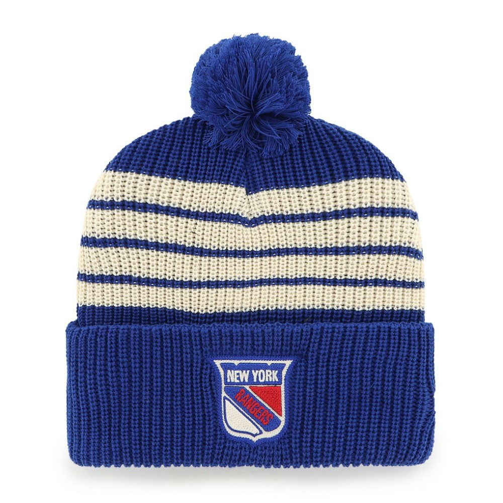 New York Rangers '47 Old Time Hockey Barn Cuffed Knit Hat with Pom - Blue - NHL