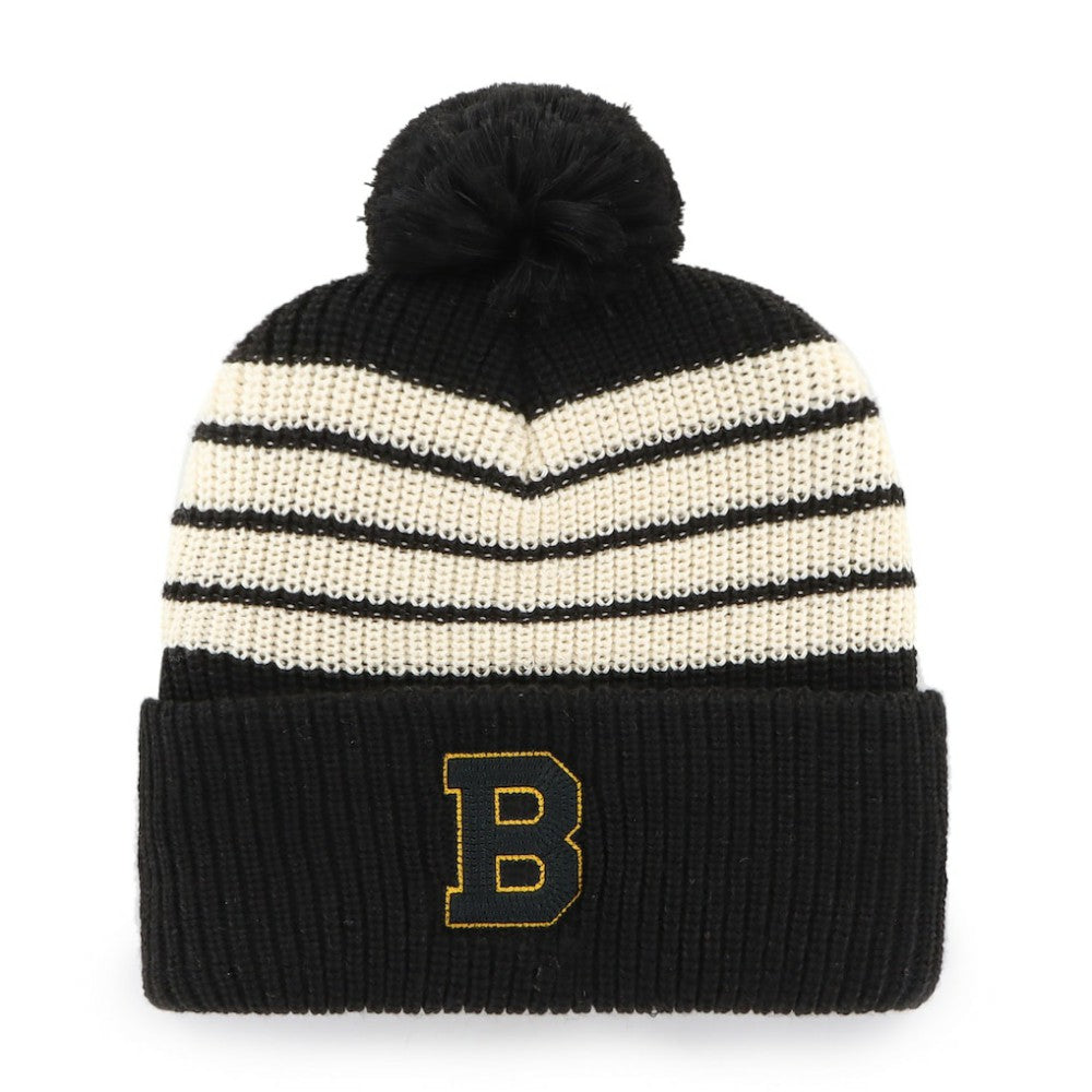 Boston Bruins '47 Old Time Hockey Barn Cuffed Knit Hat with Pom - Black - NHL