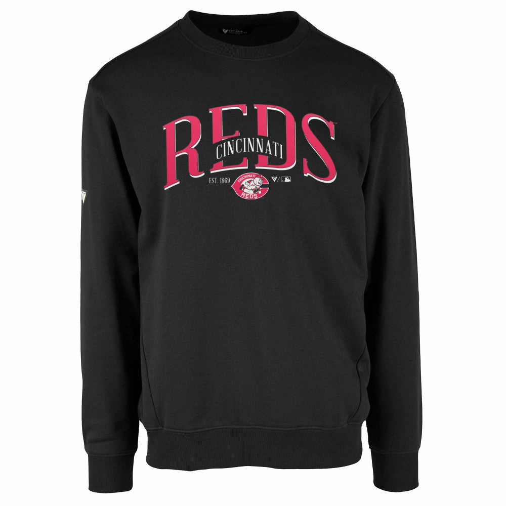 Cincinnati Reds Levelwear Zane Cooperstown Collection Retro Spellout Pullover Sweatshirt - MLB