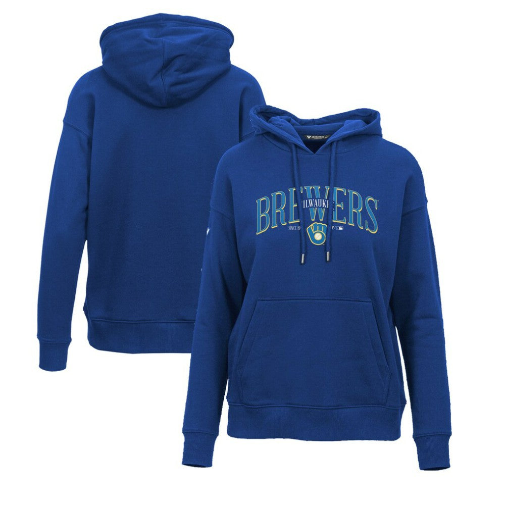 Milwaukee Brewers Levelwear Women's Adorn Cooperstown Collection Retro Spellout Pullover Hoodie - MLB