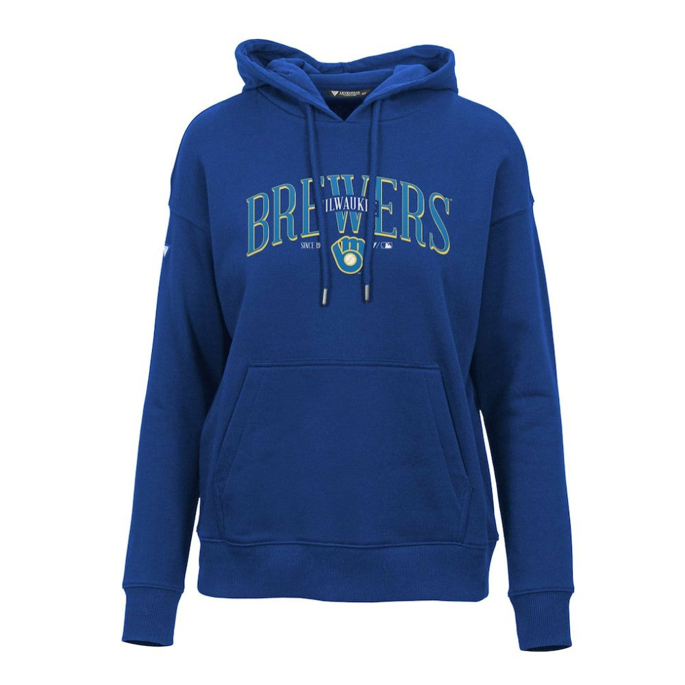 Milwaukee Brewers Levelwear Women's Adorn Cooperstown Collection Retro Spellout Pullover Hoodie - MLB