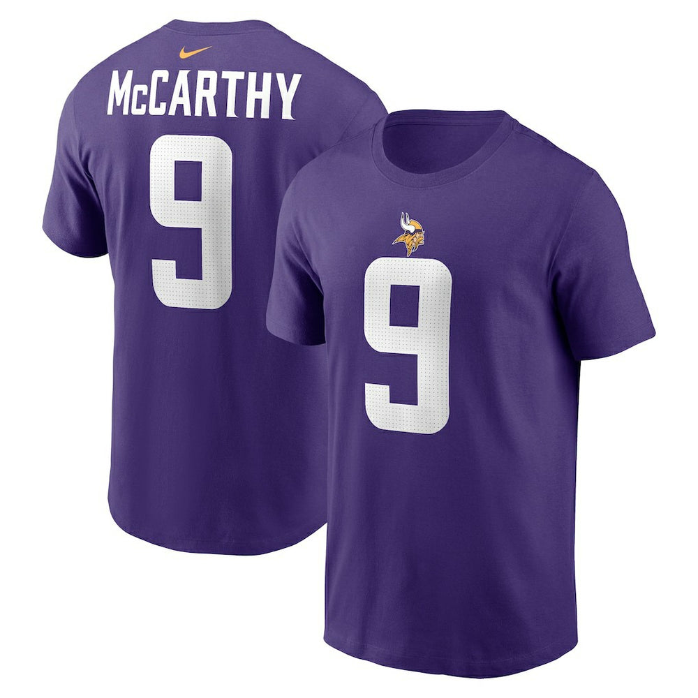 J.J. McCarthy Minnesota Vikings Name & Number T-Shirt Purple | Nike for Sale