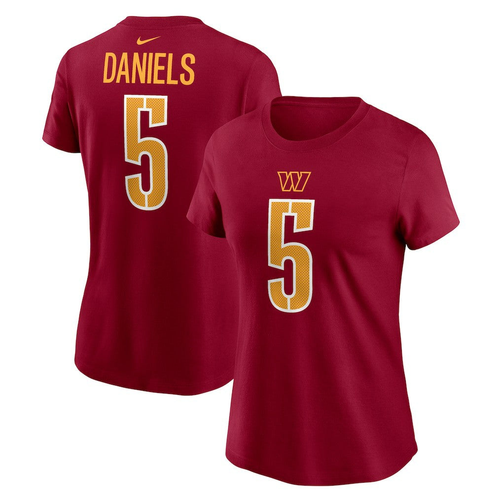 Jayden Daniels Washington Commanders Women's Name & Number T-Shirt Burgundy | Nike for Sale