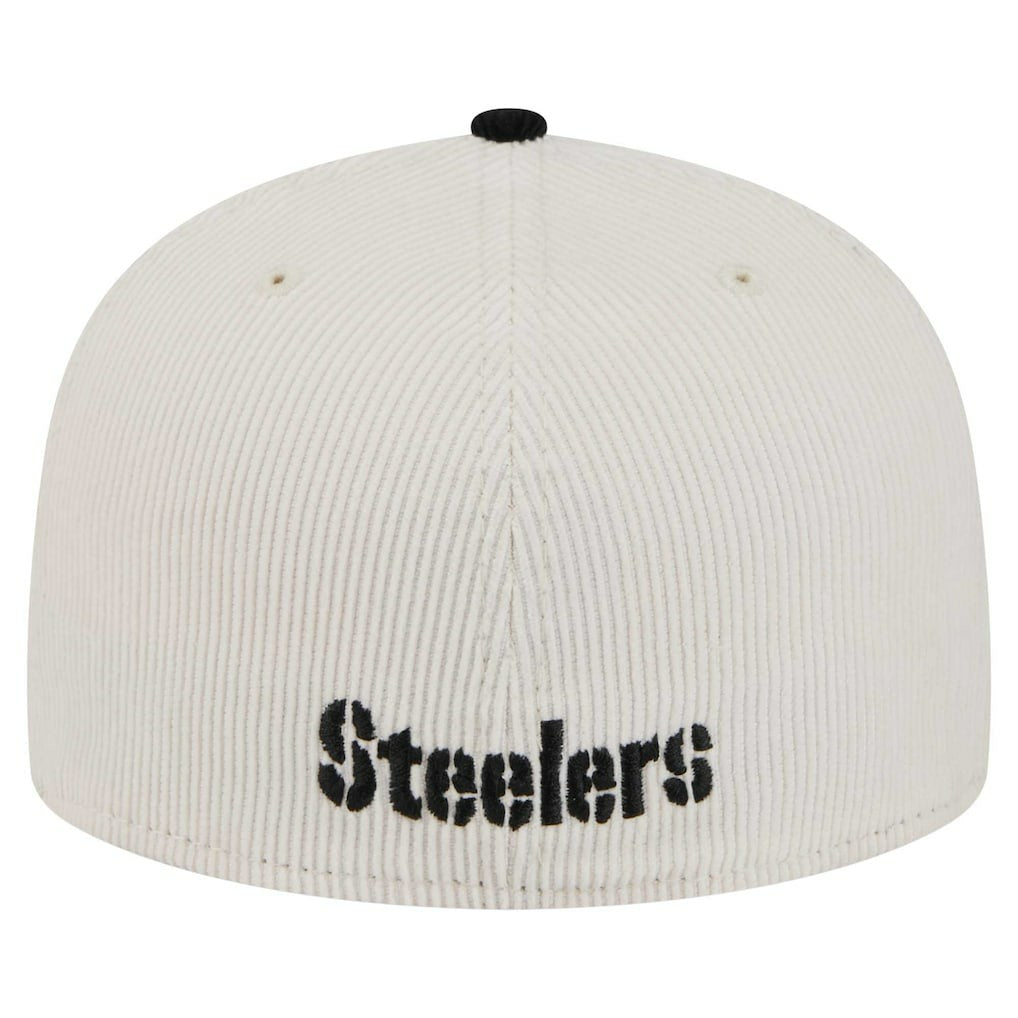Pittsburgh Steelers New Era Corduroy 59FIFTY Fitted Hat Cream/Black | NFL