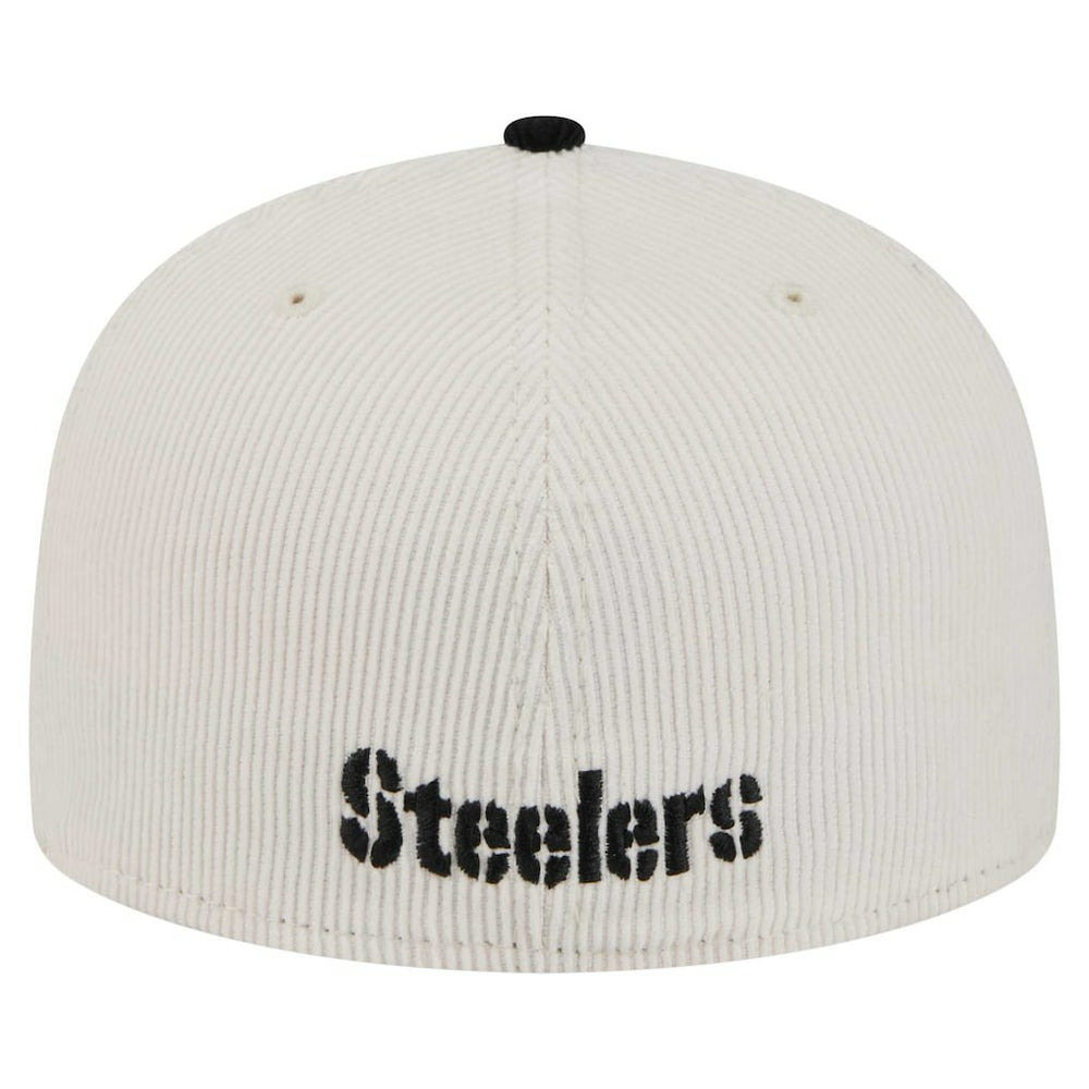 Pittsburgh Steelers New Era Corduroy 59FIFTY Fitted Hat Cream/Black | NFL