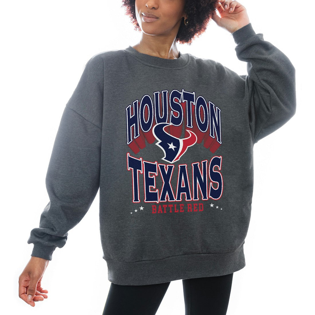 Houston Texans Gameday Couture Women's Oversized Long Weekend Premium Fleece Drop Shoulder Pullover Sweatshirt Charcoal | NFL