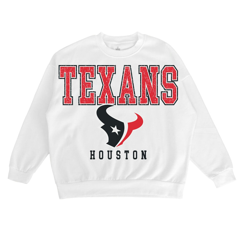 Houston Texans Gameday Couture Women's Sunday Drives Oversized Crewneck Pullover Sweatshirt White | NFL