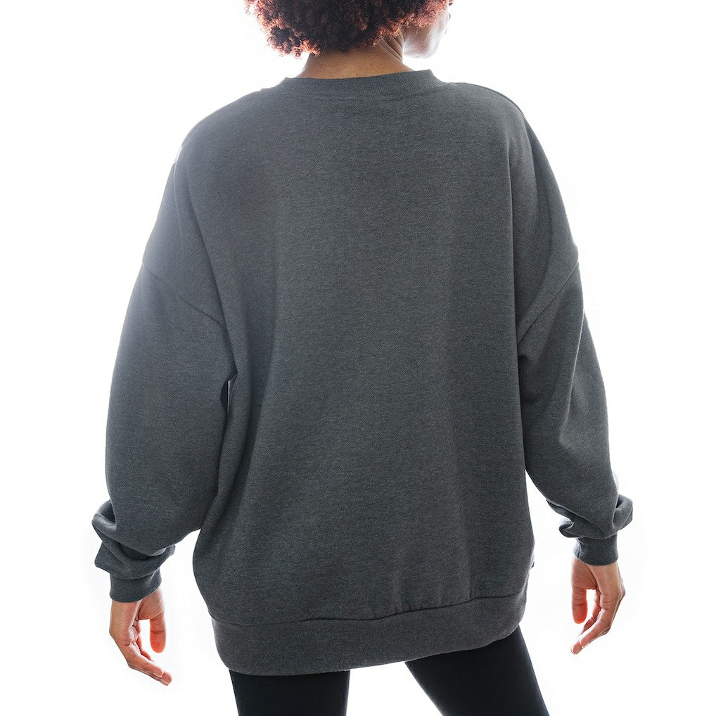 Cleveland Browns Gameday Couture Women's Oversized Long Weekend Premium Fleece Drop Shoulder Pullover Sweatshirt Charcoal | NFL