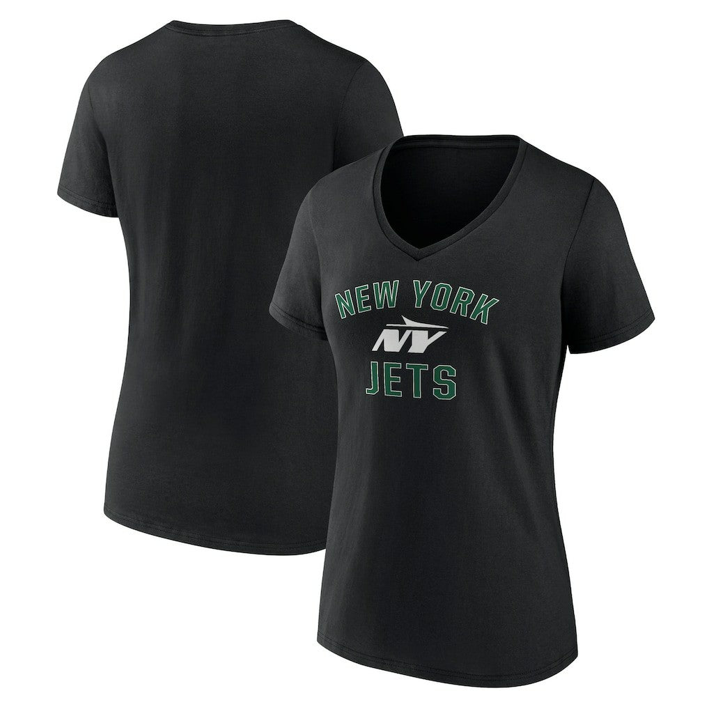 New York Jets Women's Victory Arch V-Neck T-Shirt Black | NFL