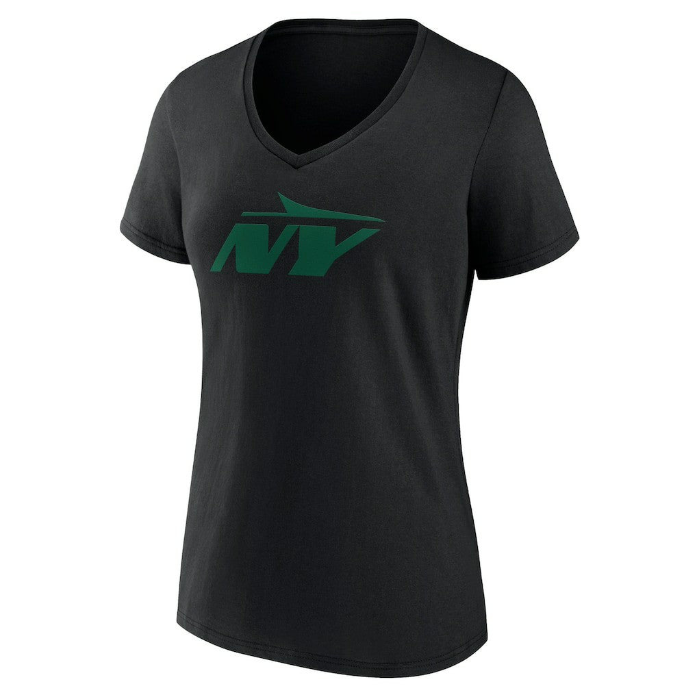 New York Jets Women's Secondary Logo V-Neck T-Shirt Black | NFL