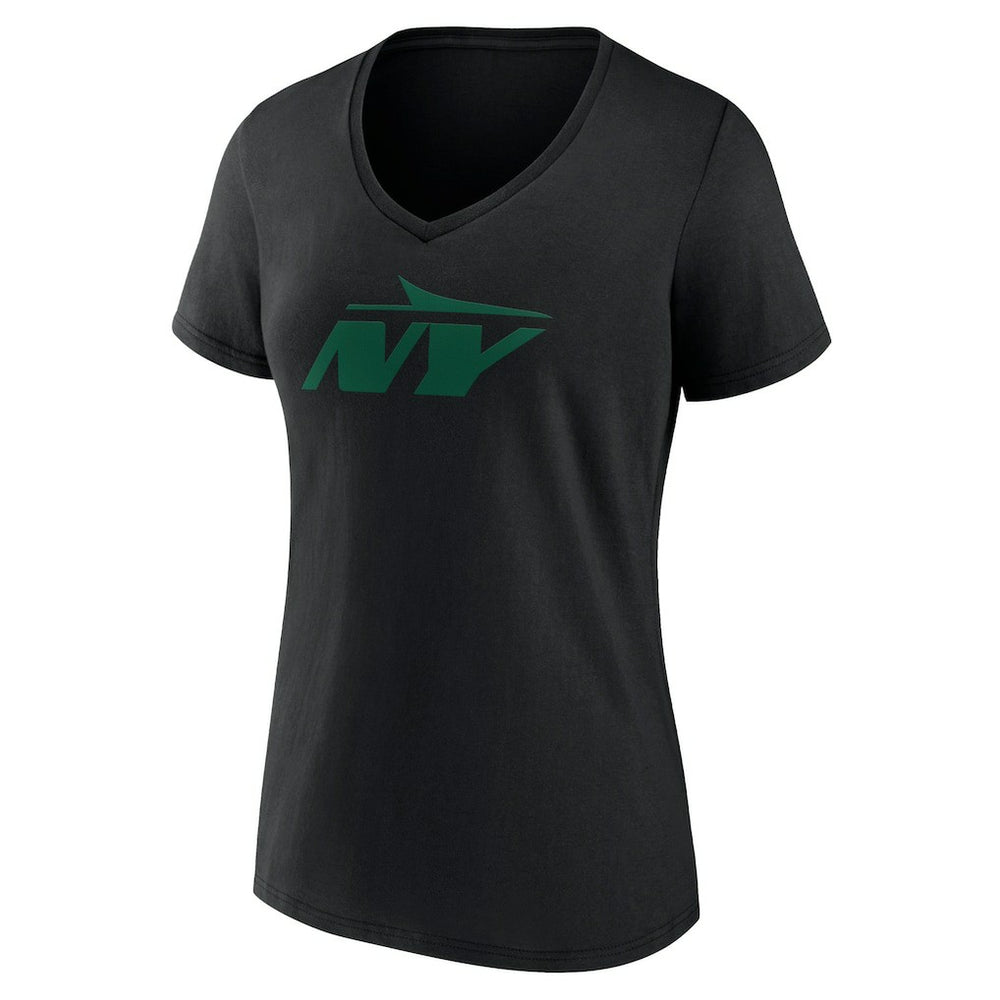New York Jets Women's Secondary Logo V-Neck T-Shirt Black | NFL