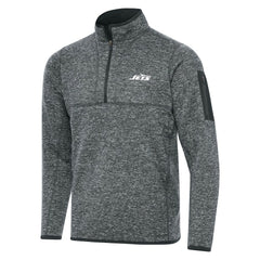 New York Jets Antigua Fortune Quarter-Zip Pullover Jacket Heather Gray | NFL