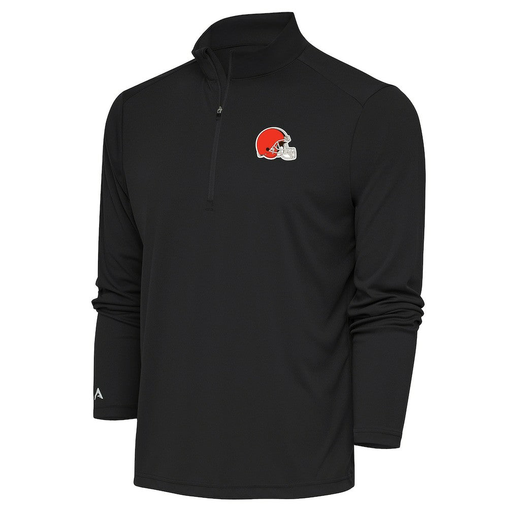 Cleveland Browns Antigua Tribute Quarter-Zip Pullover Top Black | NFL