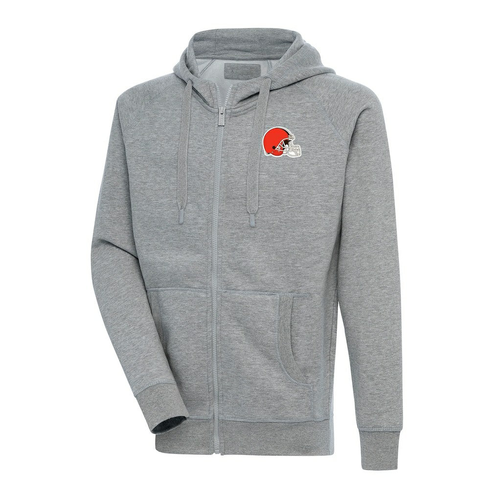 Cleveland Browns Antigua Big & Tall Victory Full-Zip Hoodie Heather Gray | NFL