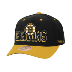 Boston Bruins Mitchell & Ness Backside Script 2-Tone Pro Crown Adjustable Hat - Black/Gold - NHL