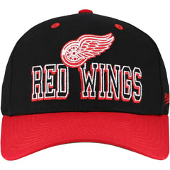 Detroit Red Wings Mitchell & Ness Backside Script Two-Tone Pro Crown Adjustable Hat - Black/Red - NHL